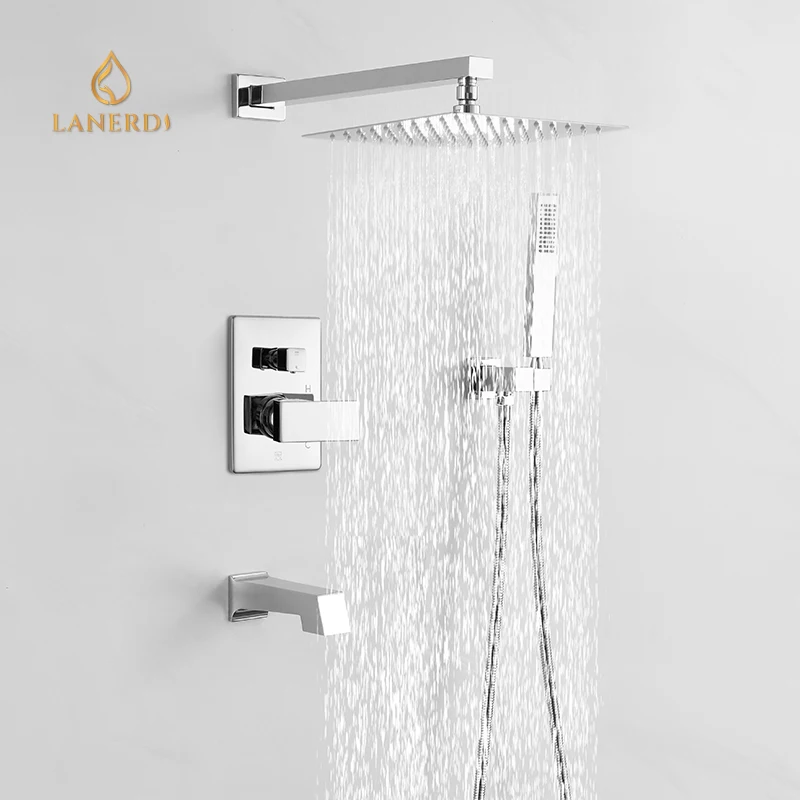 Lanerdi Modern Design CUPC Wall Mounted Brass Shower Showerhead  Faucet Set