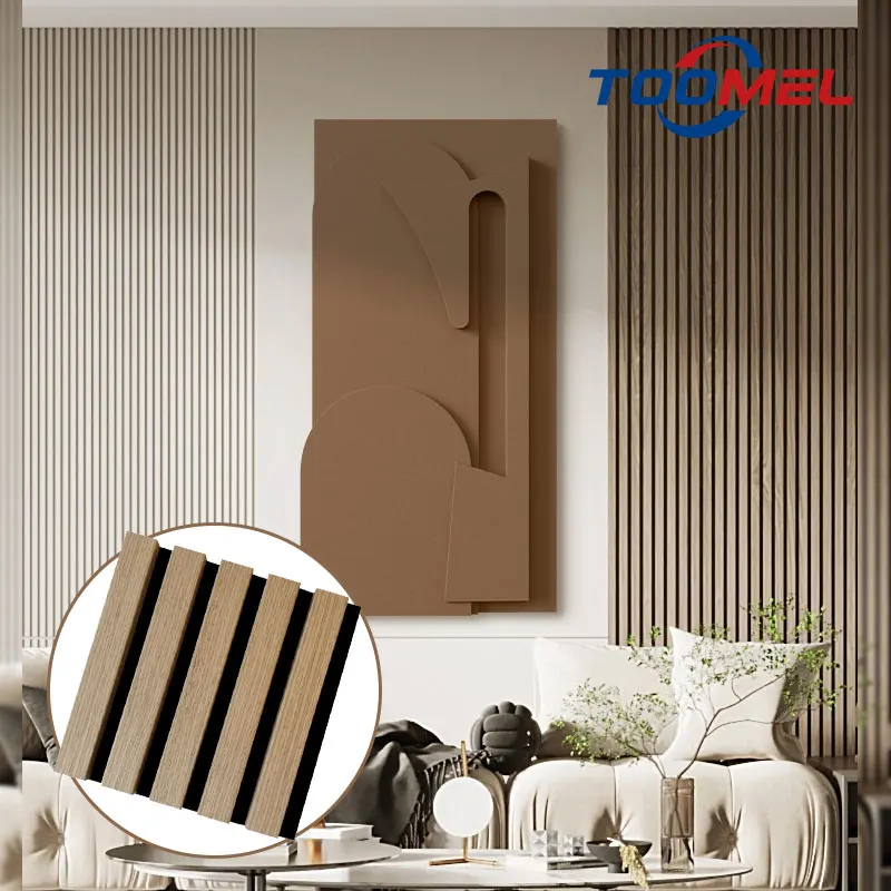 Sound Insulator Slatted Wall Panels Akupanel High Quality Natural Wood