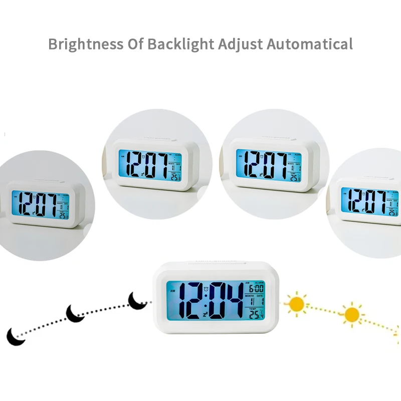 Wholesale Electronic Gifts Date Calendar Temperature Snooze Button Battery Operated Rectangle Smart Digital Alarm with Night