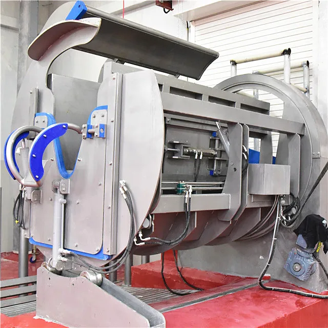 Halal cattle slaughtering line in slaughterhouse with meat processing equipment