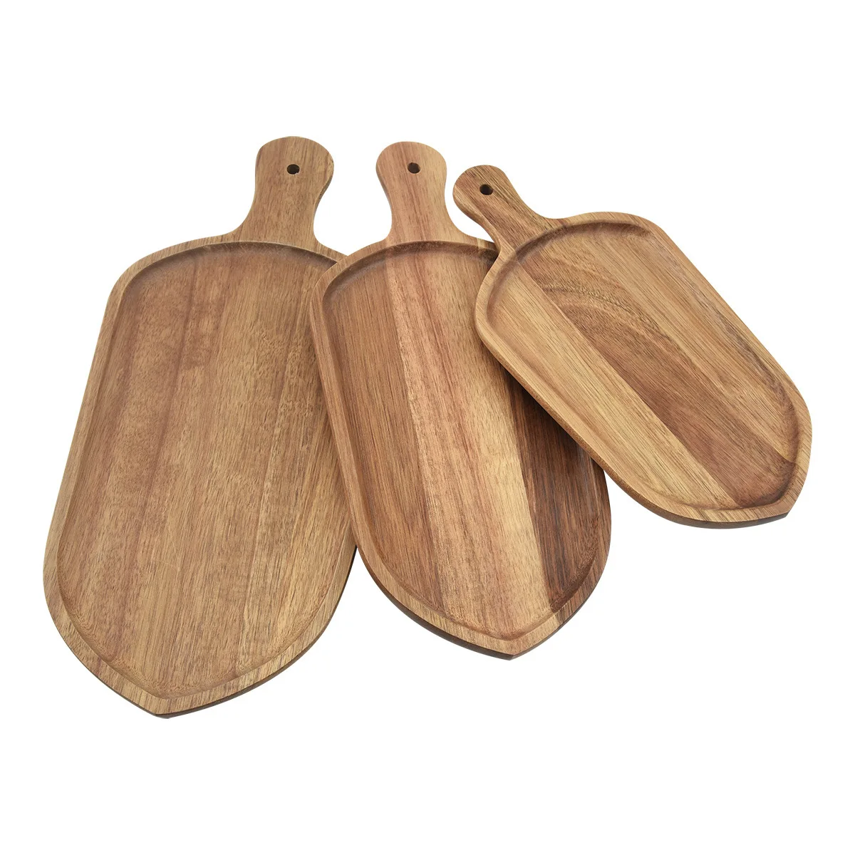 Factory Customized Acacia Wood Dinner Plate Irregular Wood Plates For