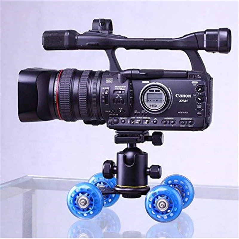 Новая портативная Настольная мини-тележка с 4 колесами для DSLR-камеры видеосъемки DV рельсовая тележка