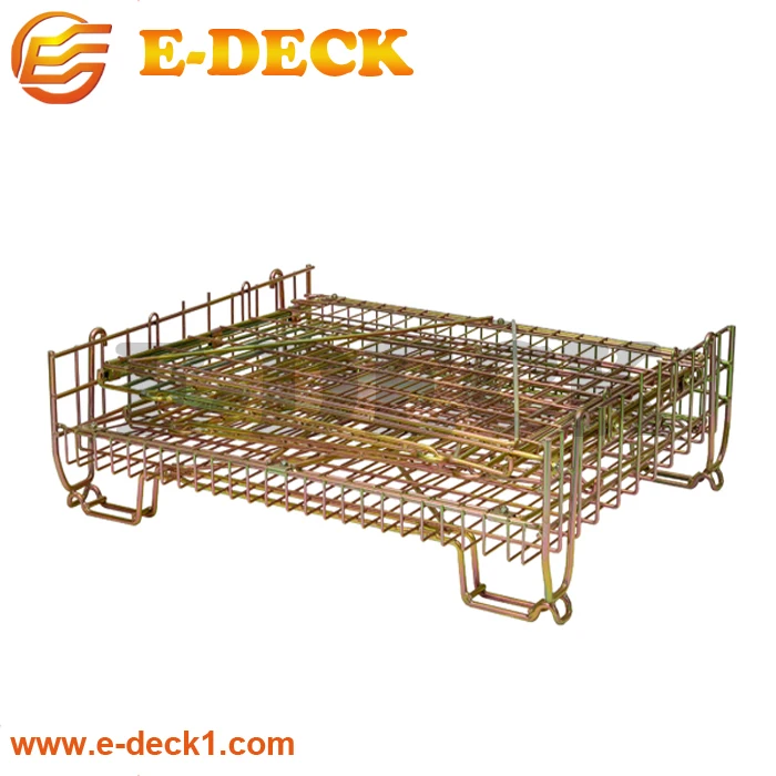 Folded Galvanized Steel Welded Factory Wire Mesh Pallet Assemble Cage for Warehouse