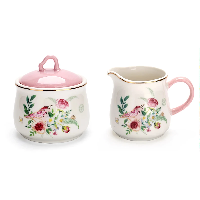 China manufacturer simple and fresh porcelain dreamlike fairy tale bird ceramic tea and coffee set for home