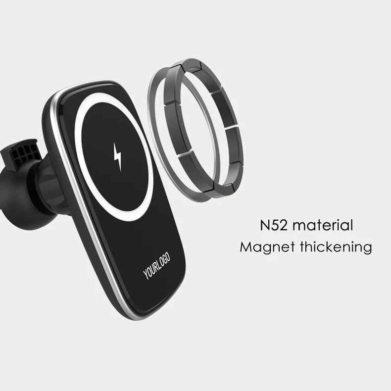 15w Magnetic Wireless Car Charger For Iphone Fast Charging