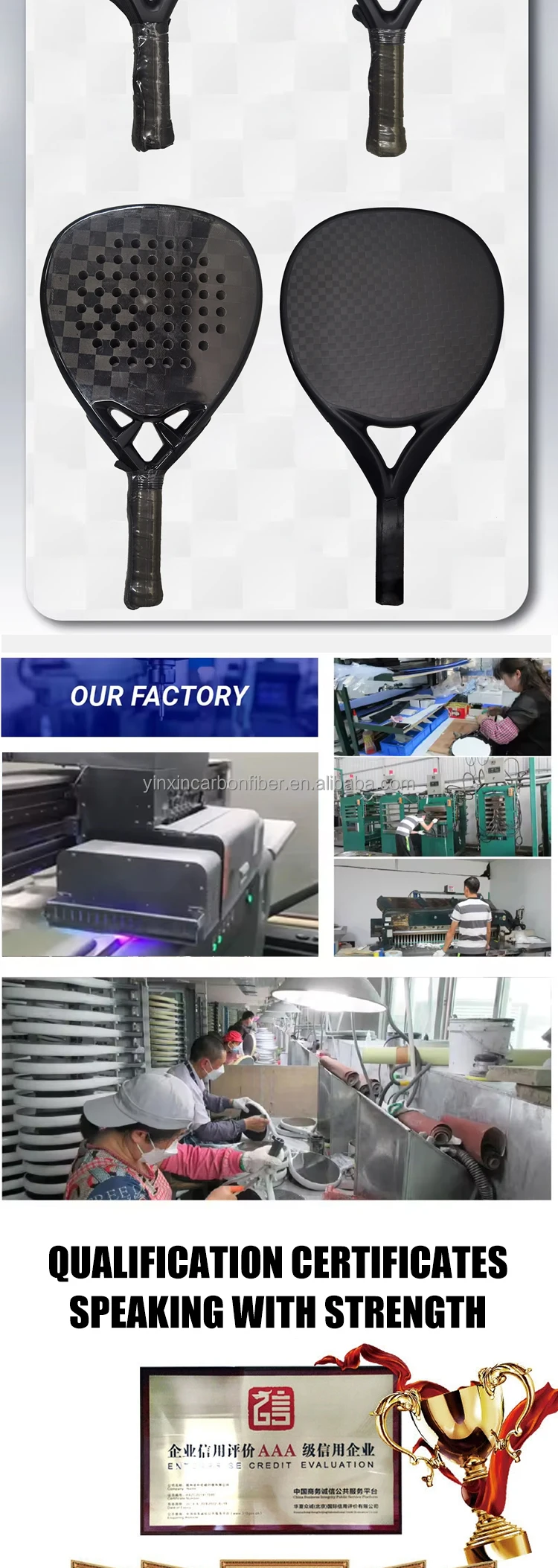 2026 CN Factory Custom logo and Color High Quality 3K/12K/18K/24K Carbon Fiber Paddle Racket