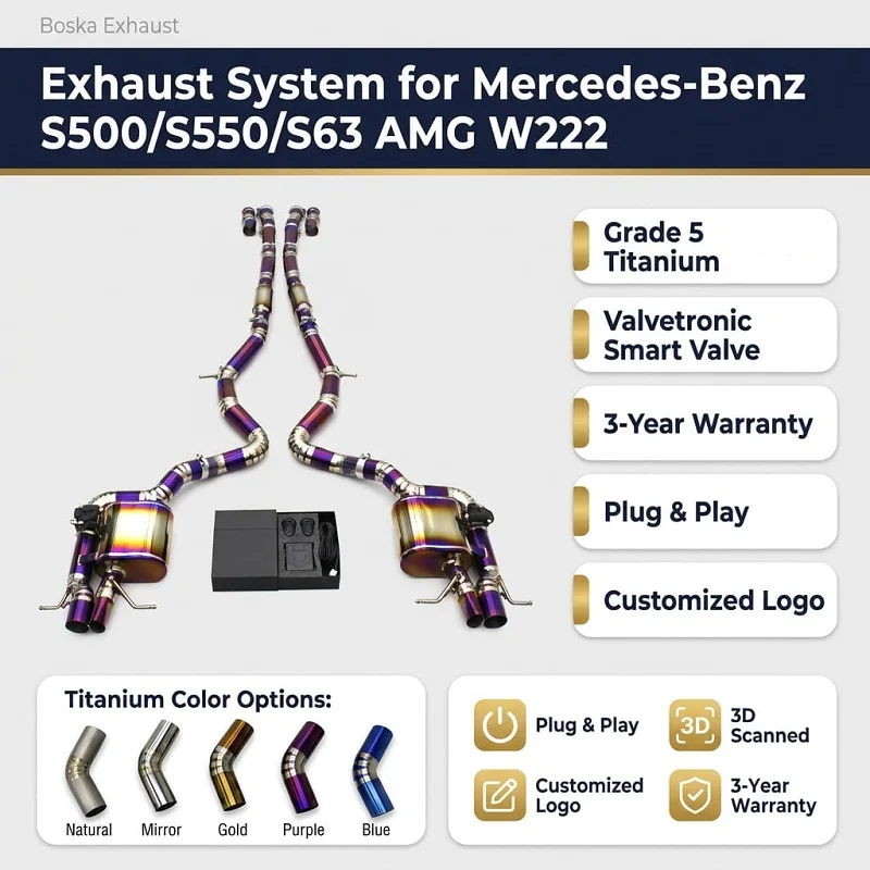 Titanium Catback For Mercedes-Benz S500 / S550 / S63 AMG W222 4.7T / 5.5T 2014-2019 Exhaust System