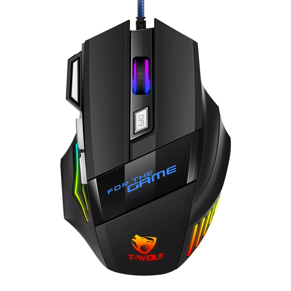 T-WOLF M1 High Performance Wired Gaming Mouse RGB LED Backlit Mouse 3600 DPI 7D Game Ergonomic  Mice for Souris Gamer Laptop