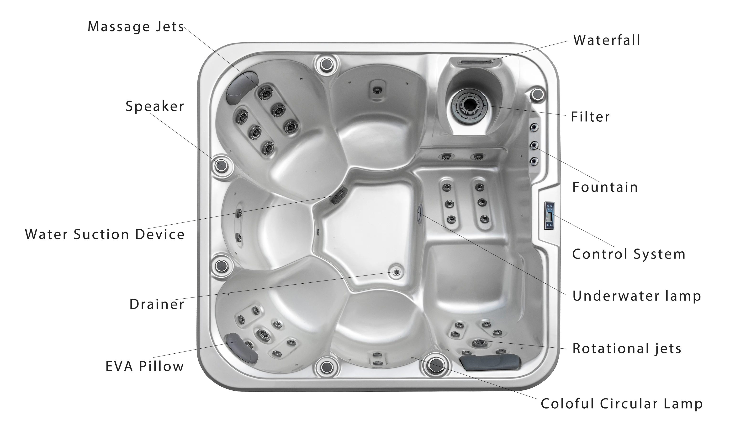 Outdoor Portable 5 Person Hot Tub with 3KW Heater and Aristech Acrylic Whirlpool Spa Tub