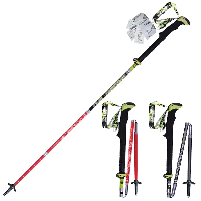 2pcs/pack Carbon Fiber Trekking Poles Ultralight Folding Collapsible Trail Running Hiking Walking Sticks Lightweight Canes