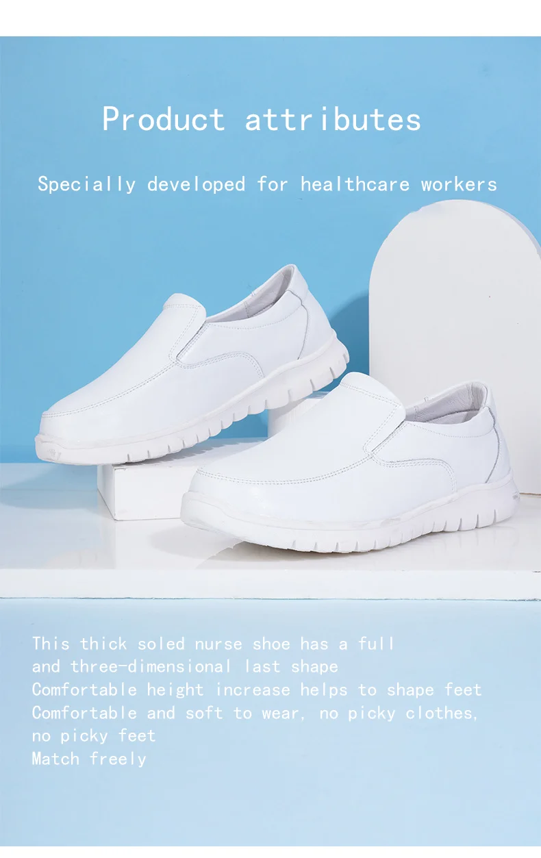 Professional White Leather Shoes for Nurses and Hospitals Comfortable and Breathable Fashion Accessory