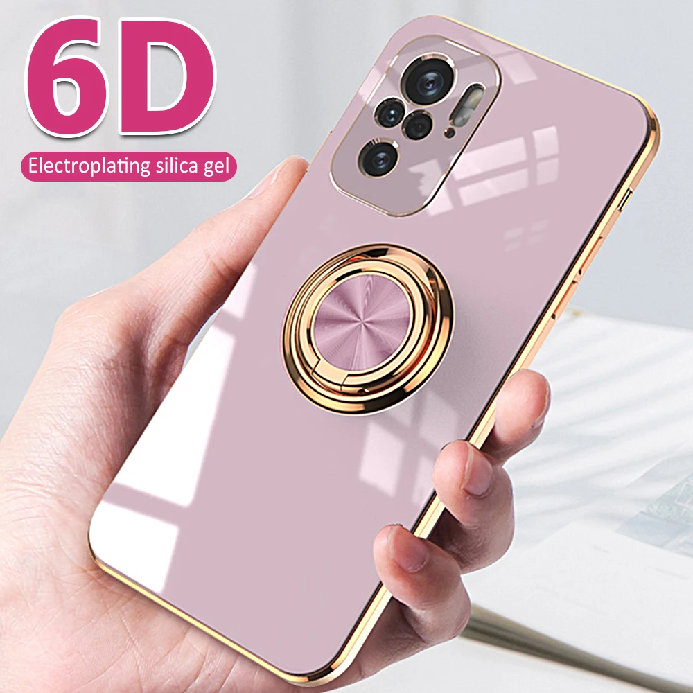 Plating Ring Holder Phone Case for Xiaomi Redmi Note 10 Pro Max