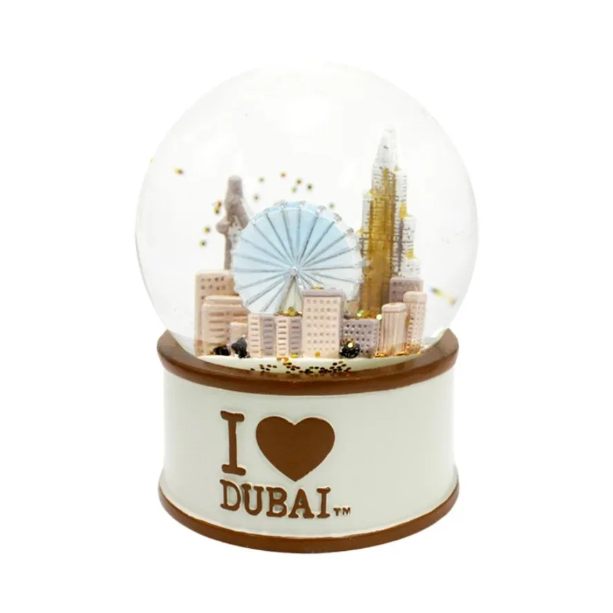 Customized Resin Craft Building Snow Ball Dubai Snowglobe Custom City Snow Globe