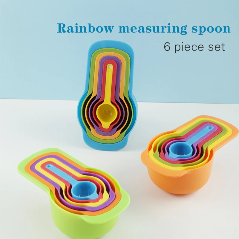 6 Pcs Measuring Cups and Spoons Set Classic Plastic Measuring Spoons for Dry and Liquid Ingredients