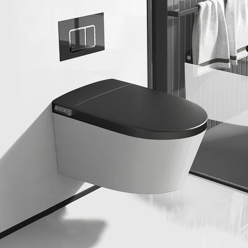 2024 luxury wall mounted electronic bidet toilet bowl matt black wall hung automatic smart toilet intelligent details