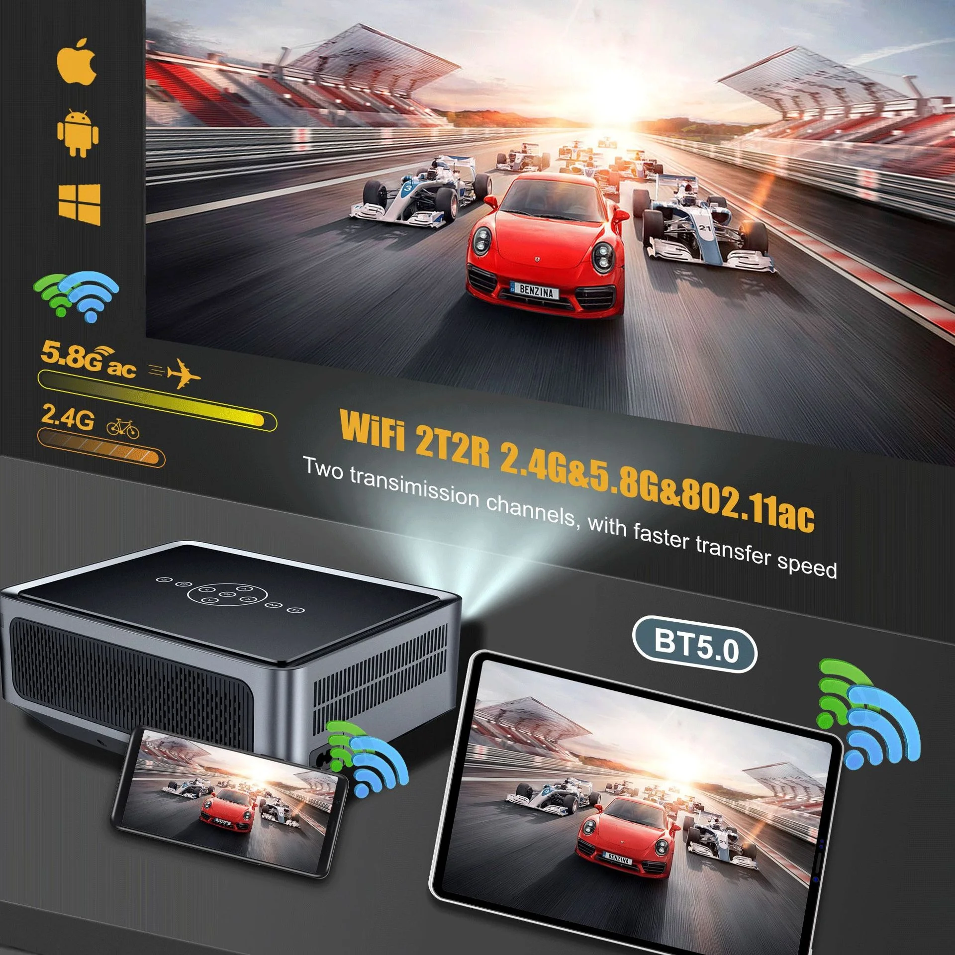 XNANO X1PRO Mini Home Theater Projector Smart Android 9 Quad Core with 5G WIFI LED 8K Video Full HD 1080P 4K Projectors