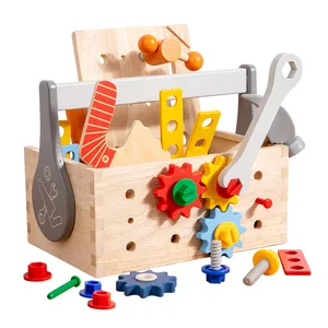 2026 Children's Wooden Play House Satchel Repair Tool Box Screw Nut Combination for Pretend Play Preschool Assembly Toys for Kid