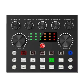 V8S Audio Mixer USB External Sound Card Mobile Phone Live Voice Changer Sound Card with Multiple Sound Effects detail image