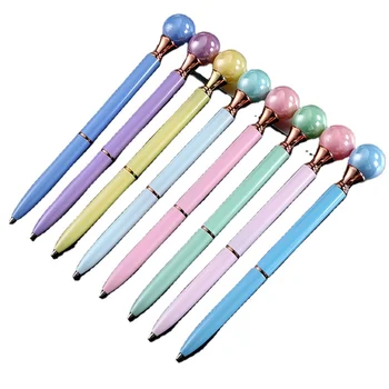 Fresh Multicolor Pearl macaron Pen Queen's Mother Christmas Gifts metal girly pen Crystal Wand Pearl Top Pen