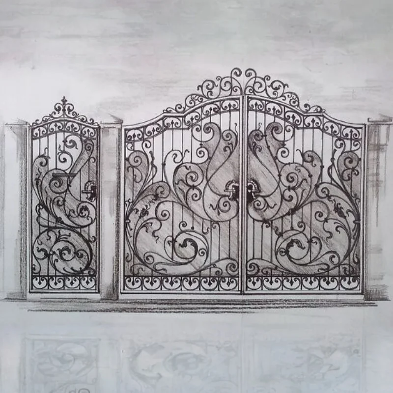 Wrought Iron Villa Gate Designs Custom High Quality Italian Garden Arch Wrought Iron Gate Farm Fence