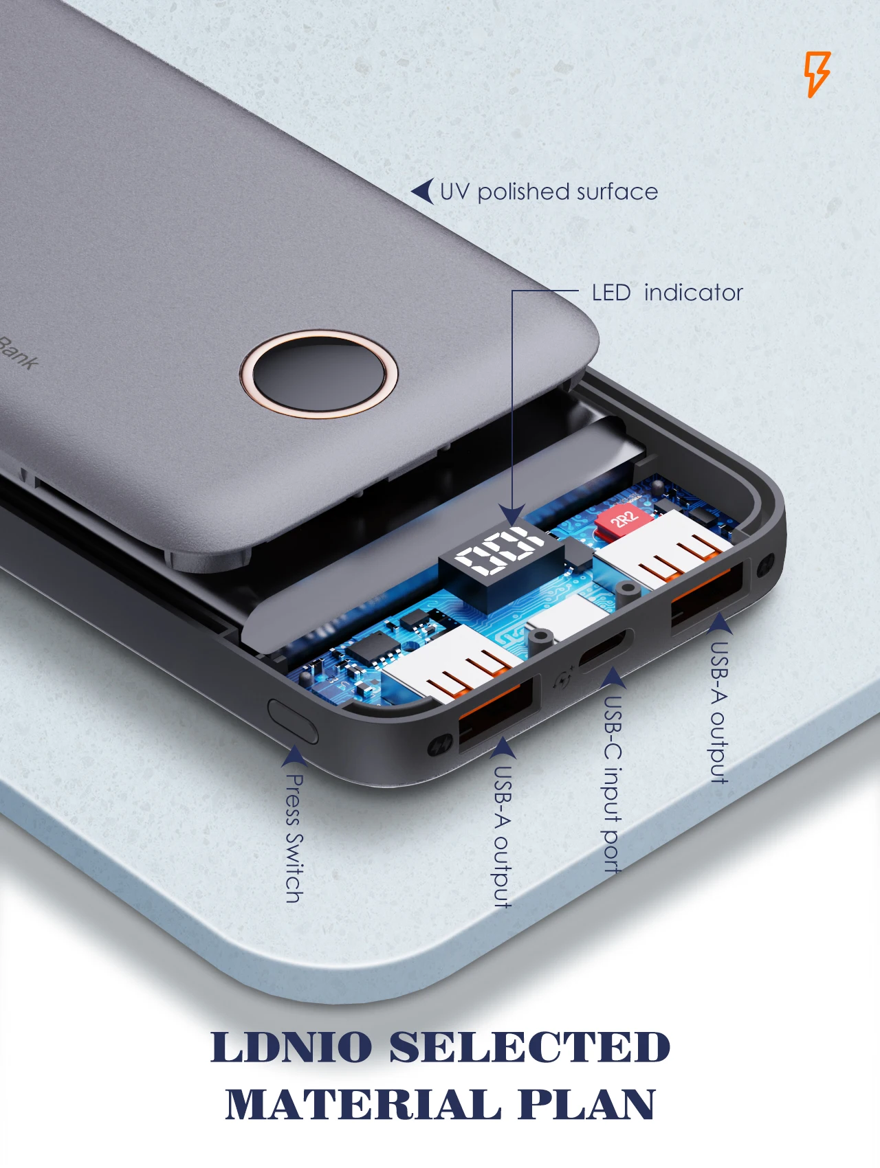 Ldnio P10 10000 Mah Ultra Slim Power Bank With Led Digital Display