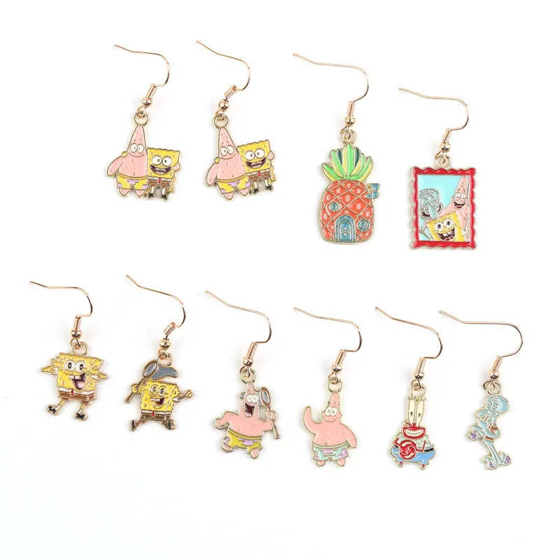 New Cartoon SpongeBob Patrick Star Hook Earrings For Girls Alloy Lovely ...