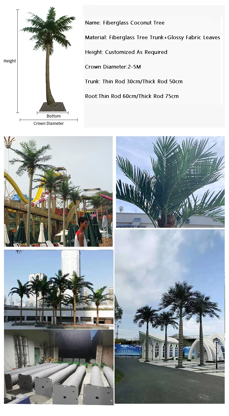 Small Fake Indoor Outdoor Bend Artificial Coconut Palm Tree Plants That