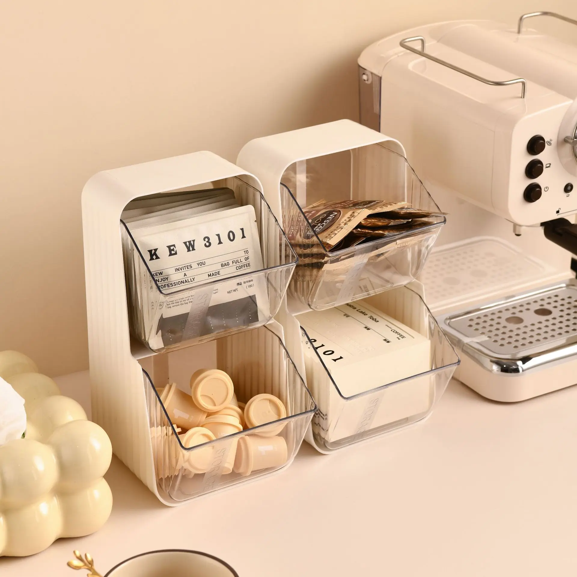 Desk office drawer stationery storage box Tea bag coffee milk tea storage bathroom can be wall hanging organizer box