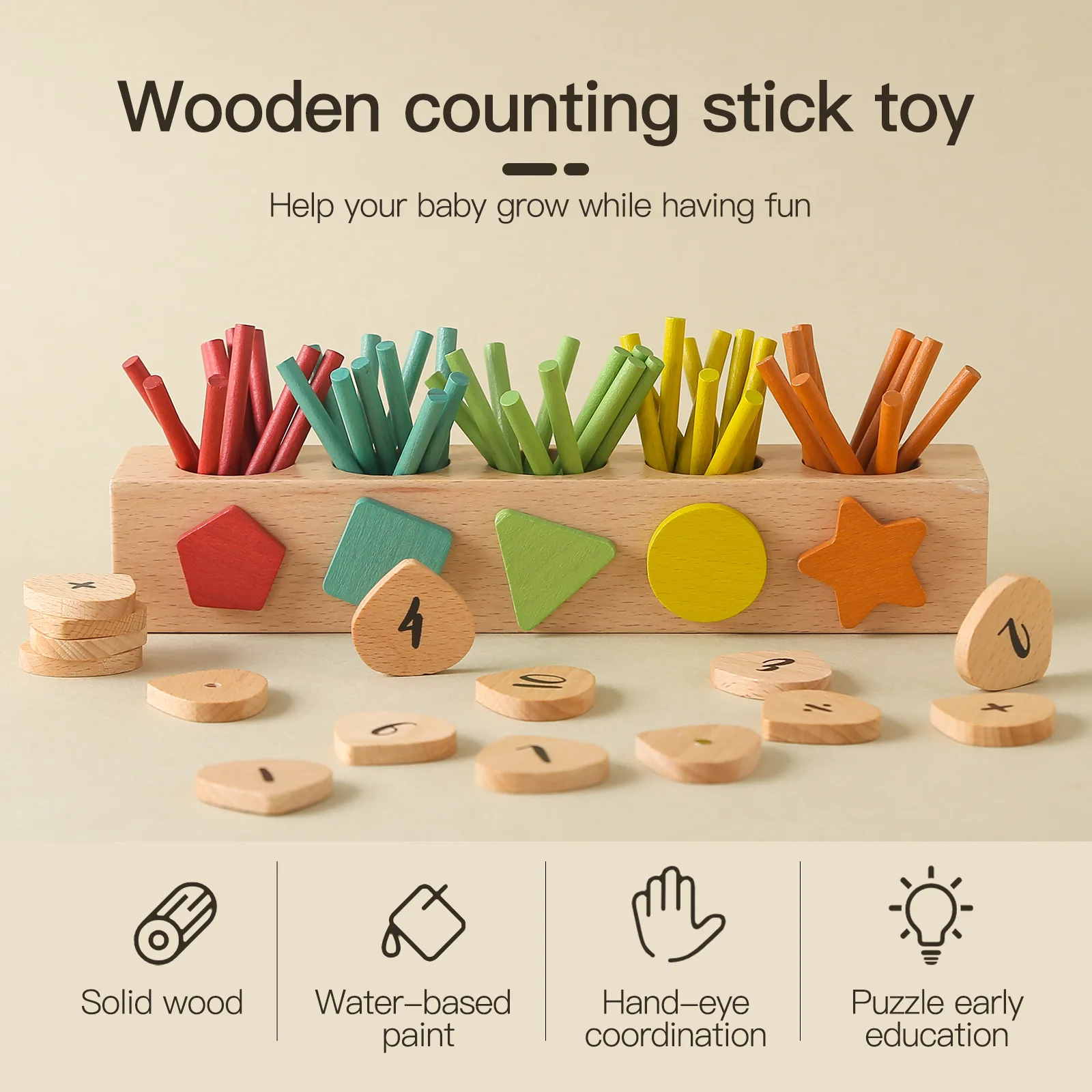 2023 New Arrival Wooden Counting Bar Toy Math Montessori Toys Preschool ...