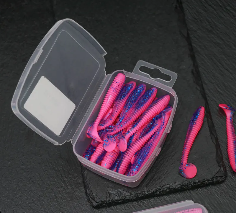 Bulk Easy Shiner Screw t Shape Paddle Tail Swim Baits Soft Plastic Fishing Lures Silicone Worms Softlure