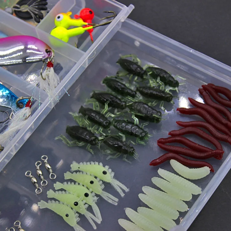 BUBBLE Fishing 100pcs Fishing Lure Kit Soft and Hard Lures Spoon Fishing Lure Bait Set BUBBLE Fishing 100pcs Fishing Lure Kit Soft and Hard Lures Spoon Fishing Lure Bait Set