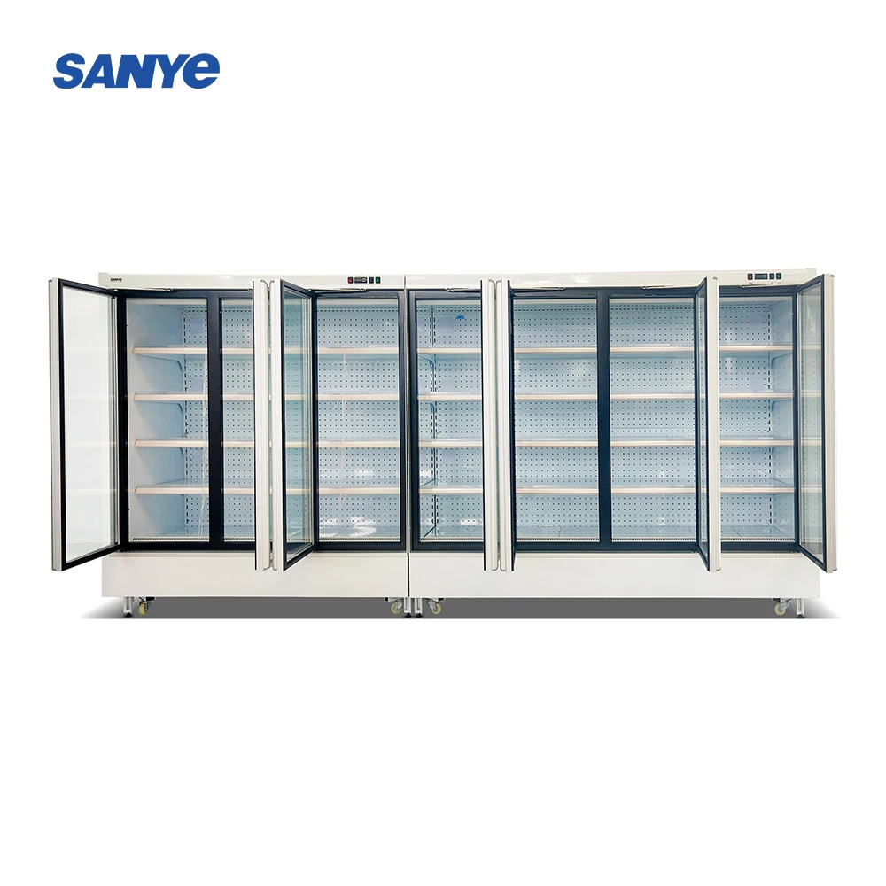 Commercial 6 Glass Door Beer Milk Refrigerator Display Freezer Cabinet Supermarket Multideck Fridge Chiller Upright Freezer