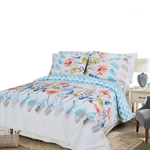 High Quality Duvet Cover 100% Cotton Organic Flat Sheets Sets Floral Sheeting Sheet Bedding Set Luxury Twin Bed Sheets