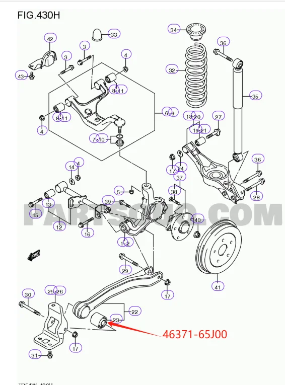 Rear Trailing Arm Bushing 46371-65J00 for Suzuki Grand Vitara Escudo
