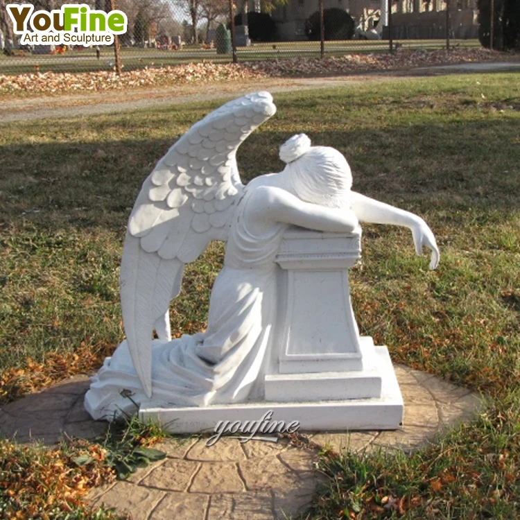 Outdoor Marble Stone Sculpture For Graveyard Cemetery Angel Statues For