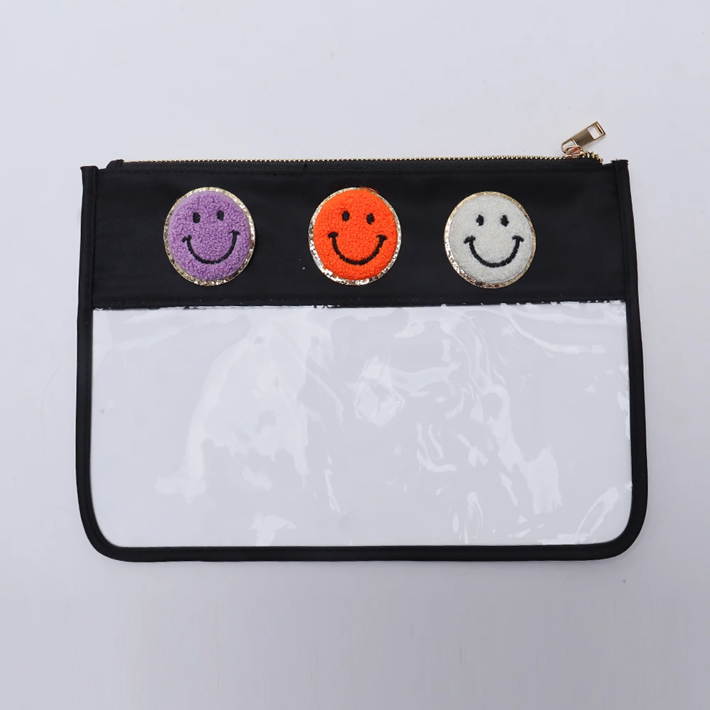 Snacks Letter Transparent Low Price PVC Cosmetic Bag Clutch Women Clear Makeup Bag Flat Zipper Pouches Make up Cosmetic Bag
