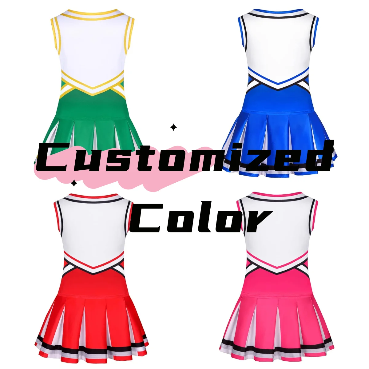 Girls Cheerleader Costume for Basketball Competition and Halloween Party Birthday Gift Uniform Outfit