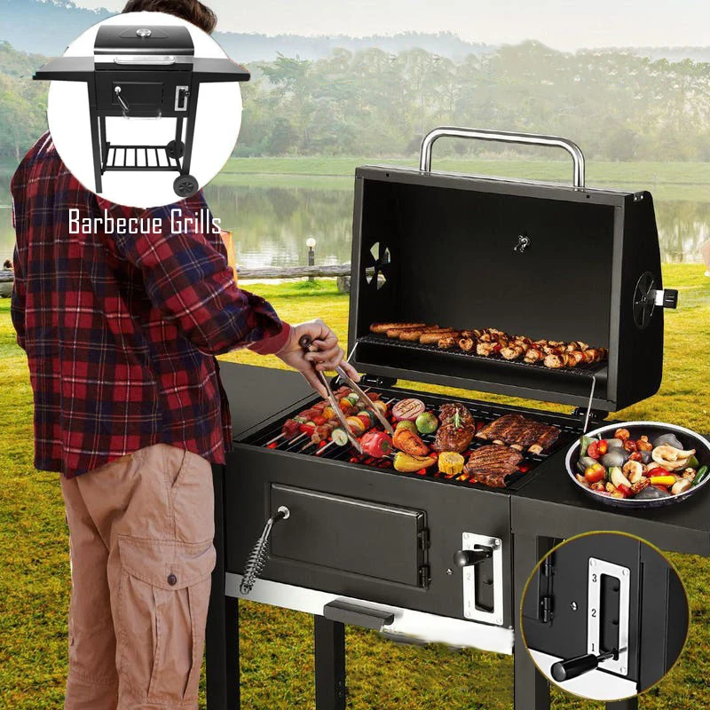 Barbecue Portatile Pieghevole In Acciaio Inox 430 - Griglia Per 5-10 Persone, Con Manici E Piedini Antiscivolo, Ideale Per Picnic E Campeggio