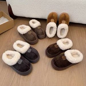 Wholesale Winter Fashion Design Warm Boots Customized Women's Snow Boots Thick Soled Height Increasing Hairy slippers