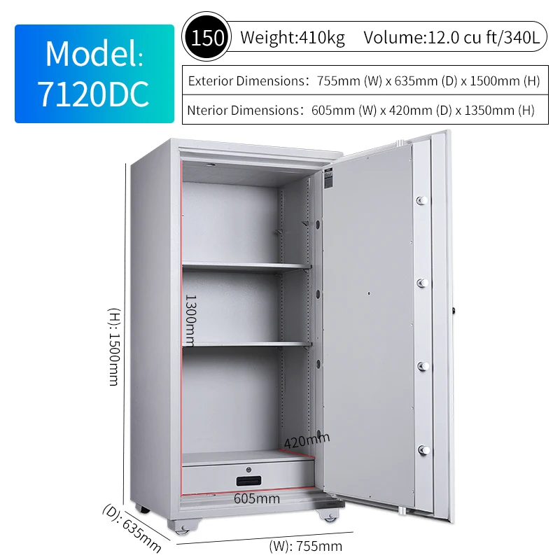 Шкафчик подачи денег с двойными клавишами пожаробезопасный шкафчик 7120D высота 150