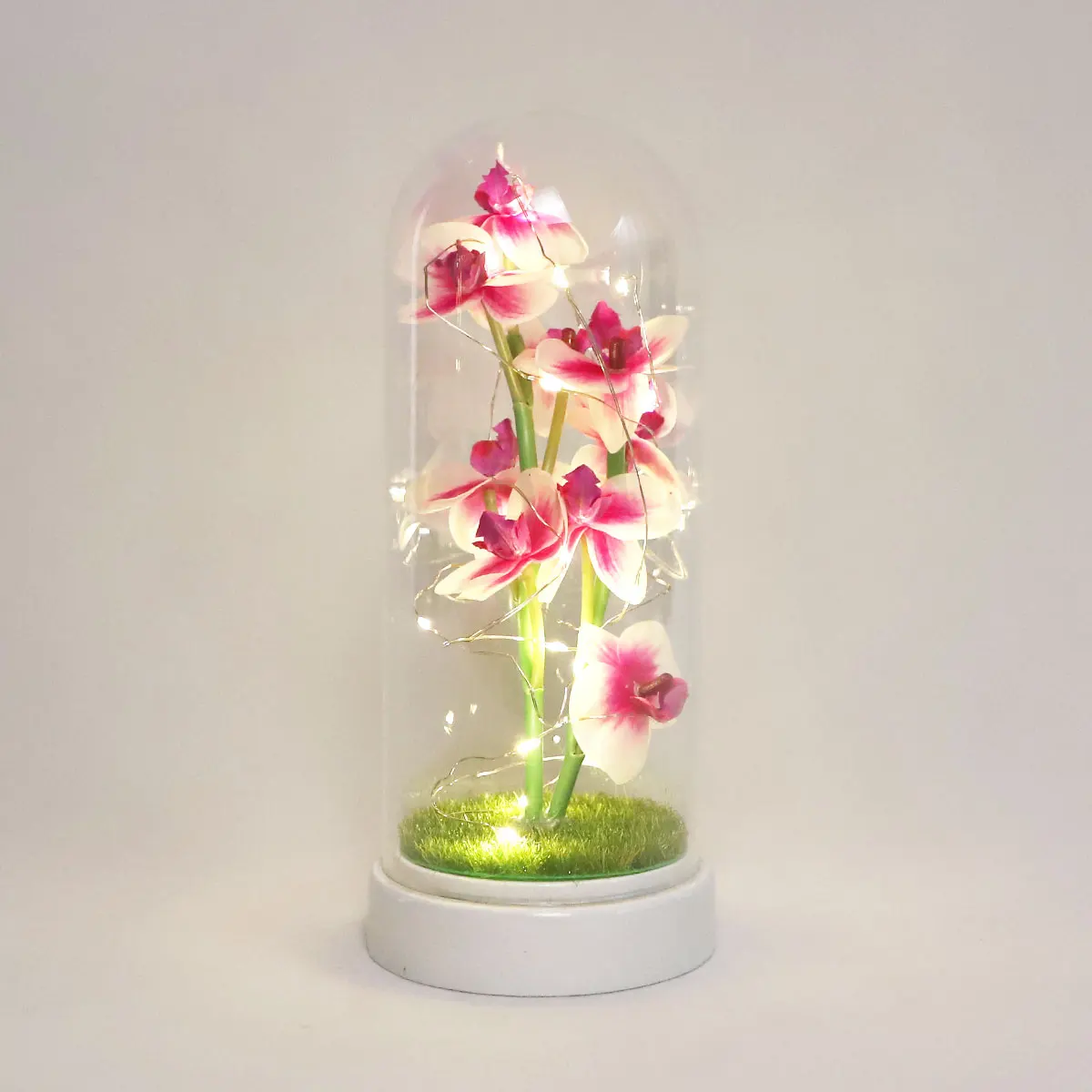 Luminous Clear Glass Flower Dome Decoration Love Gifts For Valentine's Day Elegant Home Indoor Ornaments