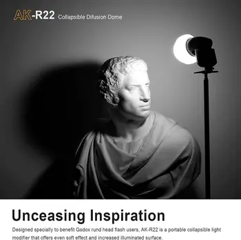 Godox AK-R22 AD100Pro AD200Pro Collapsible Diffusion Dome Silicone Diffuser for Godox V1 Round Head Flash detail image