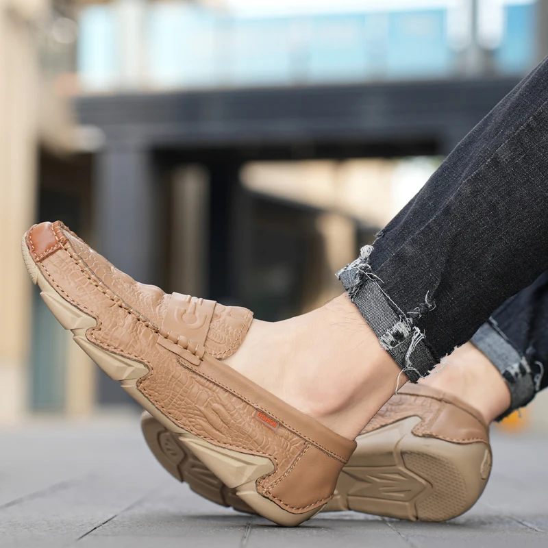Men's Soft Moccasin Driving Loafers Suede Boat Shoes Fancy Men's Casual Genuine Leather Loafers