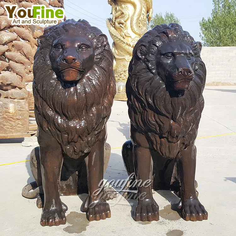 等身大グリーンブロンズ真鍮ライオン立像彫刻販売| Alibaba.com