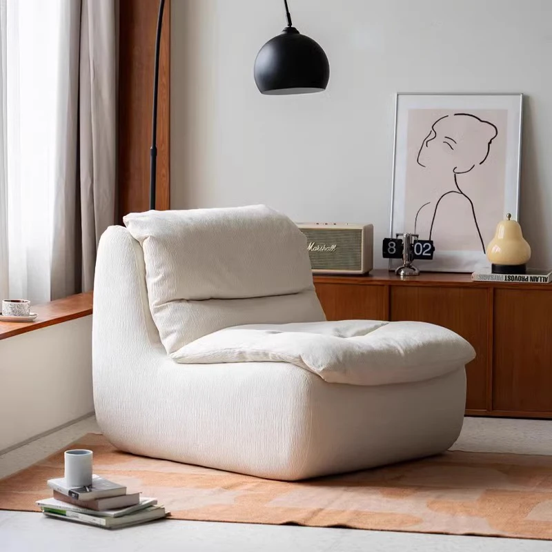 Modern Style Armless Single Sofa Lounger Lazy Floor Seating Accent Chair with Backrest for Fireside Leisure Living & Bedroom