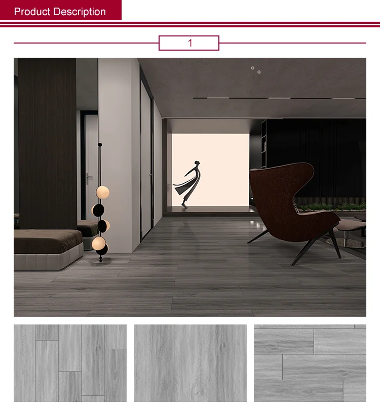 Pvc Indoor Flooring Simple Color Click Lock SPC Waterproof Vinyl Flooring