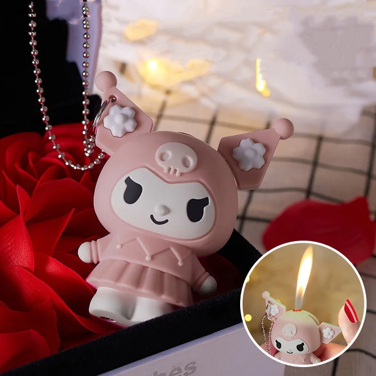 3d Kuromi Lighter Cartoon Doll Open Flame Gas Lighter Refill Cigarette ...