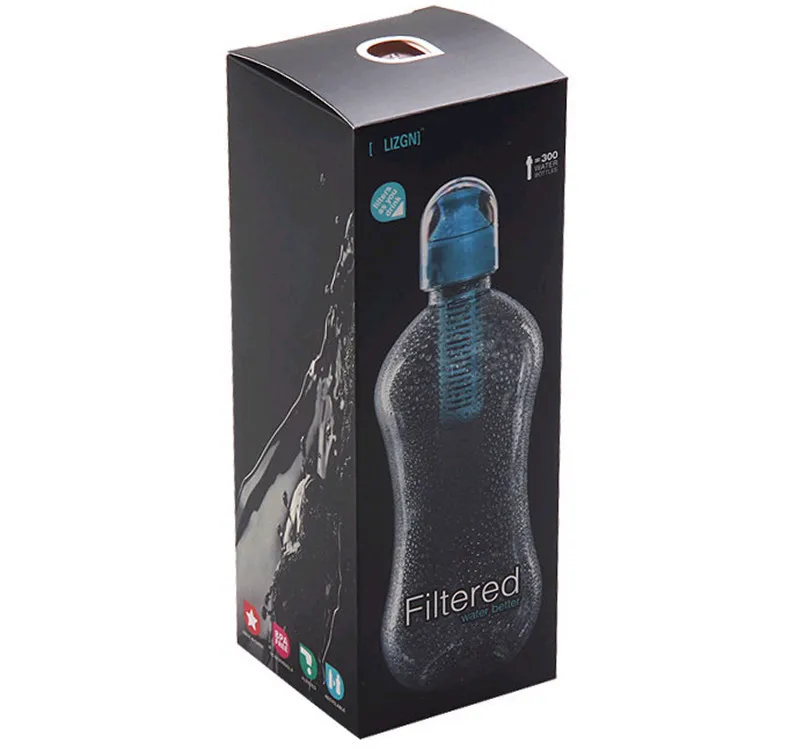 550ml Activated Carbon Filter Water Bottle Portable Outdoor Filter