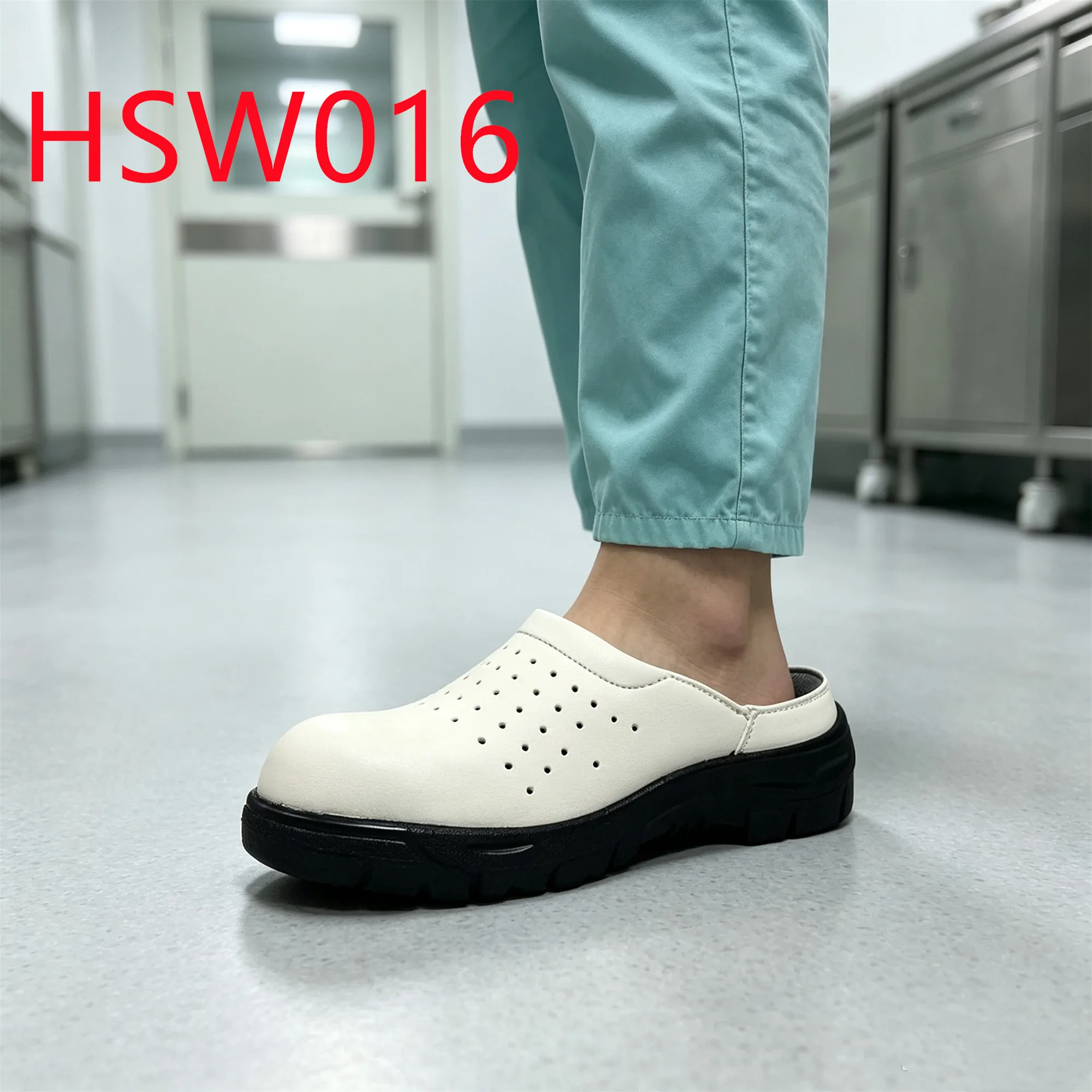 HY,Medical Staff Buckle Strap Design Hua Singh White Safety slippers Anti-slip Sole Work Shoes With Ventilation Holes HSW016