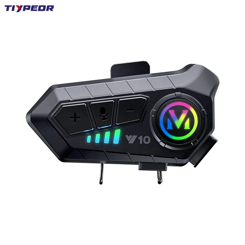 TIYPEOR Intercom for Motorcycle Helmet Wireless Handsfree Headset Stereo Music Speaker Call Control for Motocross Helmet